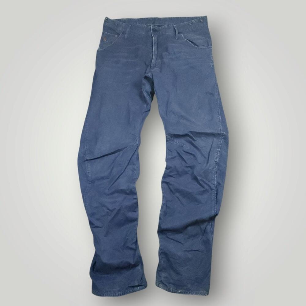 G Star Raw Pants Mens 34x32 Vtg Arc 3D Slim Tapered Braces COJ Thrashed Faded